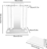 Customizable Logo & Text Church Pulpit,Transparent LED Acrylic Podium with Wheels and Vertical Reading Platform