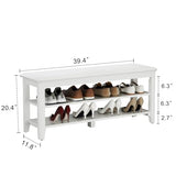 AQIMUELE Wood Shoe Rack Bench for Entryway, 2 Tier Shoe Rack for Front Door Entrance, Shoe Bench with Shoe Storage for Entryway, Bedroom, 39.4"