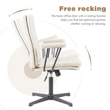 HoeuThien Desk Chair Without Wheels Swivel Tilt Home Office Chair with Criss Cross Legs Solid Accent Armchair Cream White