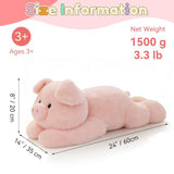 QUIRAI Pig Plush Weighted Stuffed Animals, Adorable Pig Stuffed Animal 24 Inch, 3.3 lb Pink Pig Weighted Plush Pillow for Kids & Adults, Cozy Birthday Christmas Valentines Gift