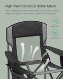 SONGMICS Camping Chair, Folding Oversized Chair, Comfortable and Heavy-Duty, 352 lb Weight Capacity, Adjustable Armrests with Cooler Bag, Storage Bag, Breathable Mesh, Ink Black UGCB060B01