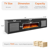 70" Floating TV Stand with 36" Electric Fireplace, Black & Black