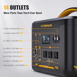 VTOMAN Jump 1800 Portable Power Station &12V Car Jump Starter, 1548Wh LiFePO4 Battery Solar Generator with Jumper Cable, 1800W 3xAC Outlets, 2xPD 100W for Camping Roadside Rescue