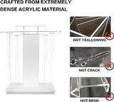 Customizable Logo & Text Church Pulpit,Transparent LED Acrylic Podium with Wheels and Vertical Reading Platform