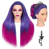 WIGNEE Professional Cosmetology Mannequin Head with Unique Realistic Face–Heat Resistant Synthetic Hair for Cutting&Styling Practice, Makeup-Friendly Training Head with Low Shedding 28 Inch
