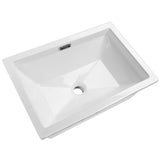 Enbol 20.6" x 14.5" Drop in Bathroom Sink Rectangule Vessel Sink Self-rimming Top Mount Bathroom Sink White Ceramic Lavatory Vanity with Overflow O2014-1