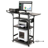 All-Steel AV Cart with Wheels and Power, Height Adjustable Media Workstation with Drop-Leaf Shelves for Projectors, Laptops & Printers