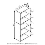 Furinno LUDER Book Shelf, 5-Cube Bookshelf, Bookcase with Open Shelf, 9.4 x 15.8 x 52, for Living Room, Bedroom, Home Office, Blackwood