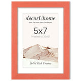 decorUhome Solid Oak Wood 5x7 Picture Frame, Display Pictures 4x6 with Mat or 5x7 without Mat, Wall & Tabletop Display Photo Frame, Orange, 1 Pack