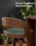 AQG Swivel Bar stools Set of 4 Bar Chairs 26" Counter Height Mid-Century Modern Bentwood Barstool