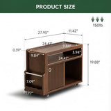 Black Walnut Side Table with Storage, Narrow End Table with Magazine Rack | Premium black walnut wood