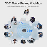 N newline Conference Speaker and Microphone, 4 AI Mics 360° Voice Pickup, Plug & Play, Bluetooth Speakerphone w/dongle