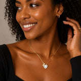 YOIHUR Gold Necklace for Women, Heart Necklace, Gift & Bow Pendant Necklace, Dainty Cubic Zirconia Choker Necklaces, Jewelry for Women,Ideal Gifts for Girlfriend, Wife and Mother（True Love Promise）