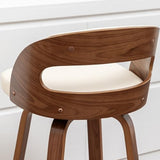 WUPOTO Mid Century Bar Stools with Walnut Bentwood Frame, 29.5" Bar Height