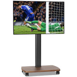 AOKCOS Rolling TV Stand for 43 50 55 60 65 70 75 Inch TVs, Portable Mobile TV Stand on Wheels, 10-Level Height Adjustable TV Cart with Swivel & Tilt Mount for Bedroom/Living Room/Office/Corner