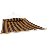 Sunnydaze Extra Large Quilted Hammock with Spreader Bars - 2-Person Hammock for Outside - Woodland Stripe