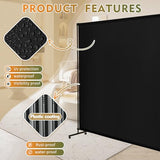 Room Divider Screen 72"x72" with Lockable Caster Wheels, Privacy Panel for Home, Office