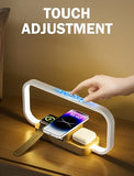LED Bedside Lamp with Wireless Charger, 3 in 1 Touch Control Bedside Lamp, 5 Color Mode & Dimmable, Desk Lamps with Clock for Nightstand