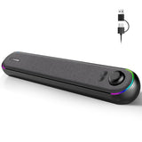 Desktop Computer Speakers, Stereo Soundbar, Bluetooth 5.3, USB/Type-C Power and Audio Transmission, Plug-and-Play