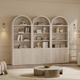 Book Shelf 82" Tall Arched Cabinet Bookcase with Doors 5 Tier Book Shelves with Storage Large Bookshelves Wide Bookshelf