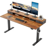 63 Inch Electric Standing Desk with Drawers, Adjustable Height Small Sit Stand Desk for Home Office