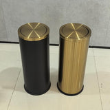 LEASYLIFE 30L/8GAL Gold Brass Kitchen Trash Can,Tall Commercial Garbage Can with FILP Lid,Black and Gold Trash Can