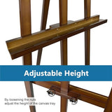 A - Frame Wooden Display Easel with Wheels - Adjustable Lyre Beechwood Studio Easel Stand