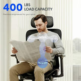 FLEXISPOT ErgoX Premium Ergonomic Office Chair with Footrest- Adjustable 3D Armrests, Dynamic Lumbar Support, Light Grey