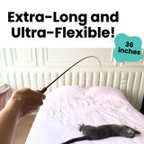 Forever Stick and 3 Strings including Chew Proof Metal Wire - The Unbreakable Cat Wand Toy, Durable Cat Toy Wand, Extra Long Cat String Toy, Cat Fishing Pole Toy for Bored Indoor Adult Cats, Stick Toy