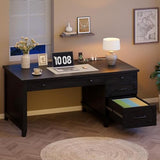 Home Office Desk with Power Outlets & USB Ports, 53.5 Inch Writing Desk with Adjustable File Cabinet, Workspace