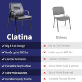 CLATINA Heavy Duty Guest Chairs with Arms, Big and Tall Wide Leather 500 LBS Reception Chairs Without Wheels, , Black