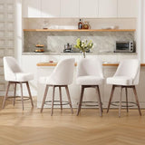 Bekrvio Counter Height Bar Stools Set of 4, Mid-Century Swivel Barstools with Backs and Wood Legs