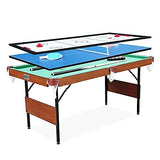 55 in Folding Billiard/Pool Table (Green 3-in-1 Multi Game)-Portable and Space RACK