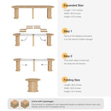 Round Dining Table, 38.6" to 110.2" Expandable Fluted Table for 2-12 People with Storage