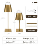 3 Pack Cordless Table Lamp, Battery Operated Lamp - Portable Waterproof Rechargeable Table Lamp