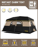 FanttikOutdoor Zeta C10 Pro Max Instant Cabin Tent 10 Person Camping Tent Setup in 60 Seconds with Rainfly & Windproof Portable with Carry Bag for Family Camping & Hiking, Upgraded Ventilation, Khaki