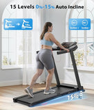 CIIHI Treadmill with 15% Auto Incline - 350 LBS Capacity Foldable Treadmill with Incline and App - Walking Running Machine for Home, Black