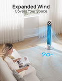 DREO Tower Fan for Bedroom, 90° Oscillating Standing Fan with 28ft/s Velocity, 20dB Quiet for Sleep, DC Motor, 9 Speeds, 4 Modes, 12H Timer, Voice & APP & Remote Control, 42" Cruiser Pro T2 S