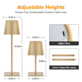 4 Pack Cordless Table Lamp,6000mAh Rechargeable Battery Operated Desk Lamp,Two Adjustable Heights