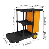 tonchean Commercial Janitorial Cart, 3-Shelf Large Capacity Housekeeping Cart with 25 Gallon Vinyl Bag