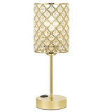 Hong-in Gold Lamps for Night Stands-Crystal Table Lamp with USB-C+A & AC Charging Ports
