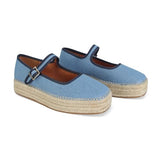 MAIJED Mary Jane Woven Espadrilles for Women Round Toe Ballerina Shoes Canvas Summer Flats Denim Blue US7fbanew