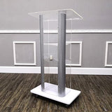 FixtureDisplays Clear Acrylic Plexiglass Podium Curved Steel Sides