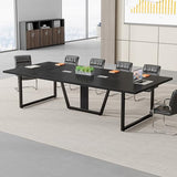 8FT Conference Table, 94.49 L x 47.24 W x 29.53 H Inches Large Meeting Podcast Table for 10 People, Business Style Wooden Training Table