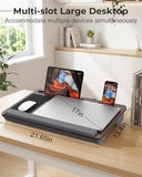 Potuopy Lap Desk - Up to 17” Laptop with Wrist Rest, Portable Handle, 2 Self