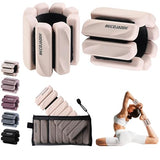 BECOJADDE Ankle Weights for Women Men Adjustable 2LB Wrist Weights Bracelet Set of 2 for Home Gym Weighted Bangles Wristbands Leg Arm Weights, Beige