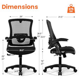 NEO Chair Office Desk Chair Computer High Back Mesh Gaming Seat with Ergonomic Adjustable Comfy Flip-up Armrests Lumbar (Black)
