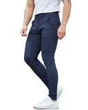 ALLELMS Mens Chinos Pants Slim Fit Stretch Vertical Striped Dress Pant Blue Formal Pants 30