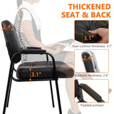 Big Tall 400 lbs Waiting Room Chair with Padded Arms, Leather Office Guest Chairs No Wheels