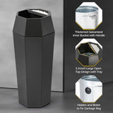 Commercial Heavy-Duty Trash Cans Outdoor Garbage Can with Lid Large Trash Cans with Inside Cabinet for Patio, Black Stainless Steel
